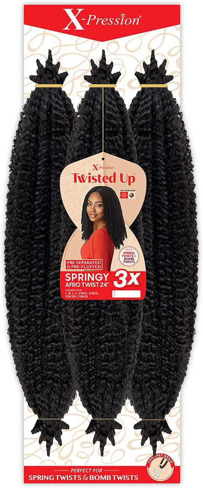 Braid Outre Crochet Braids  Twisted up 3X Springy Afro Twist 24 in (1-Pack, HOTPK)