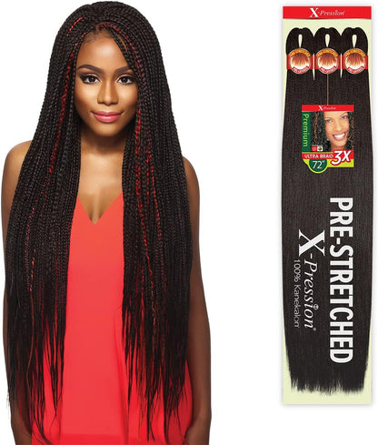 X-Pression Kanekalon 3X Pre Stretched Ultra Braid 72" (1-Pack, 4)