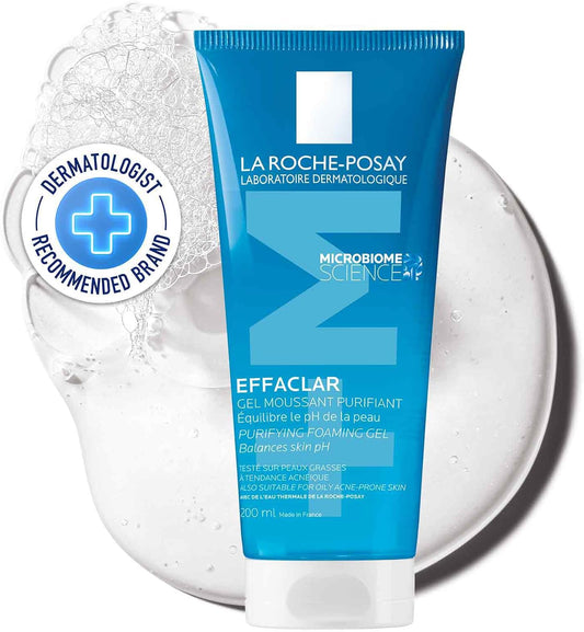 La Roche Posay Anti-Acne Cleanser, Purifying Foaming Gel, Cleanser for Oily Skin, Soap-Free and Paraben-Free, Effaclar, 200Ml