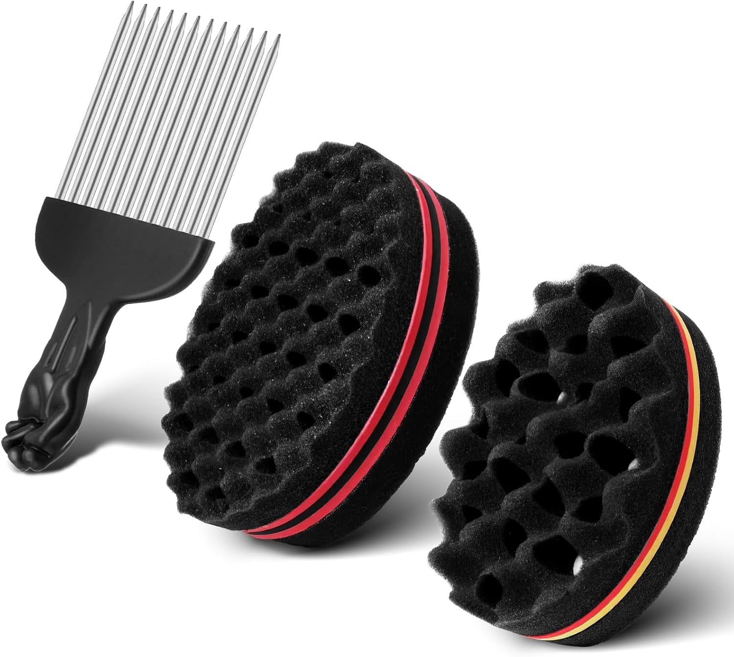 Hair Sponge Brushes, Curls Hair Sponges, Hair Care Sponge Tool for Men, Women Twists, Dreads, Curls (Big & Small Hole)