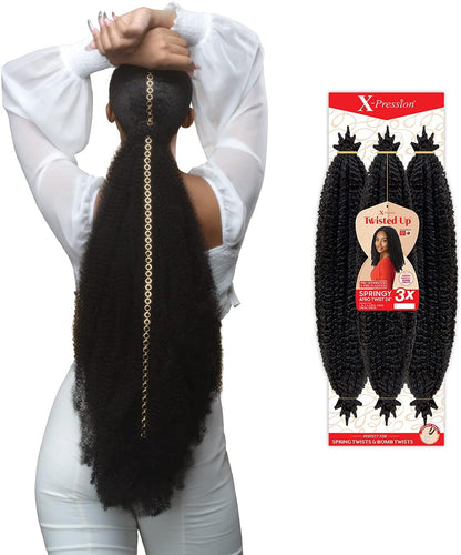 Braid Outre Crochet Braids  Twisted up 3X Springy Afro Twist 24 in (1-Pack, HOTPK)