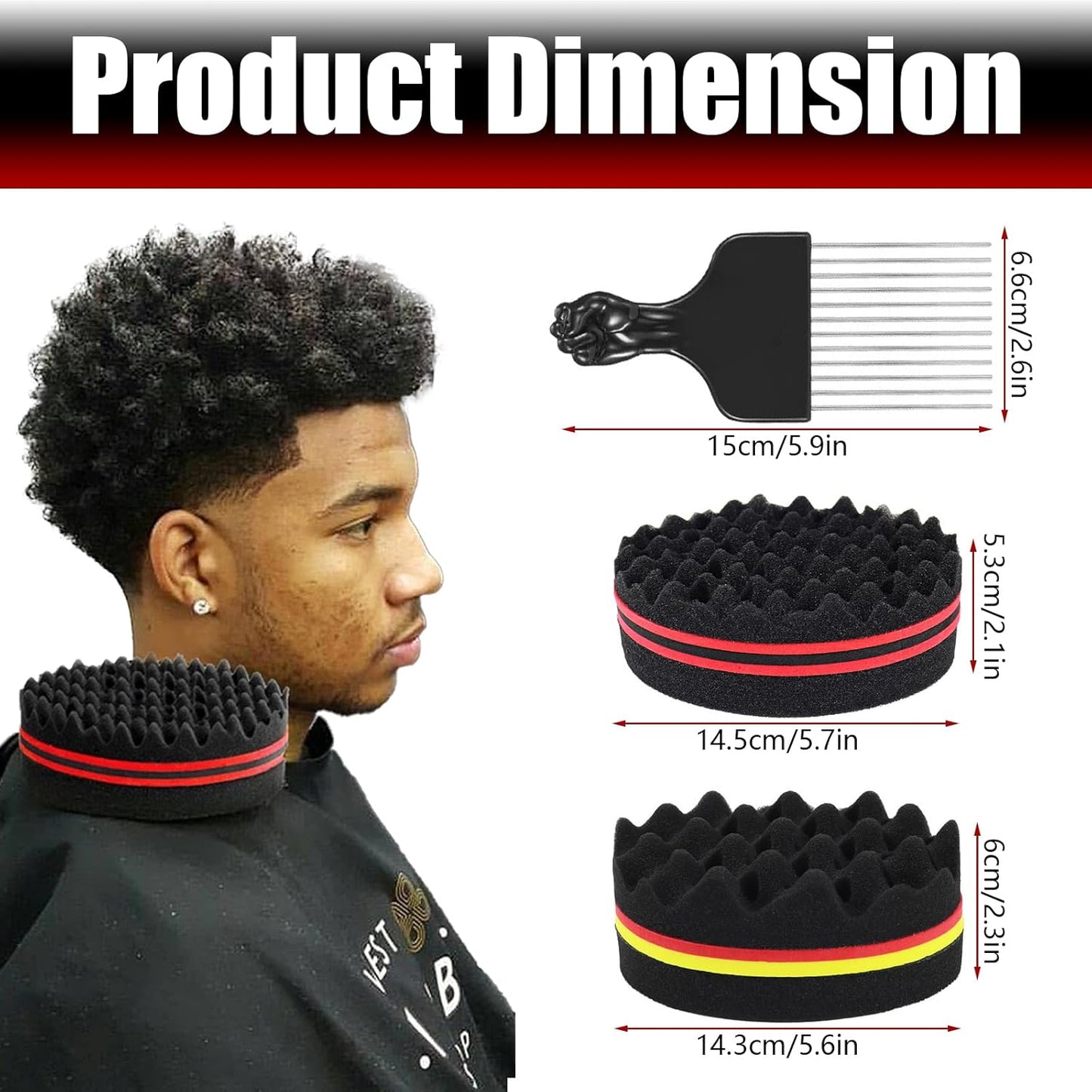 Hair Sponge Brushes, Curls Hair Sponges, Hair Care Sponge Tool for Men, Women Twists, Dreads, Curls (Big & Small Hole)