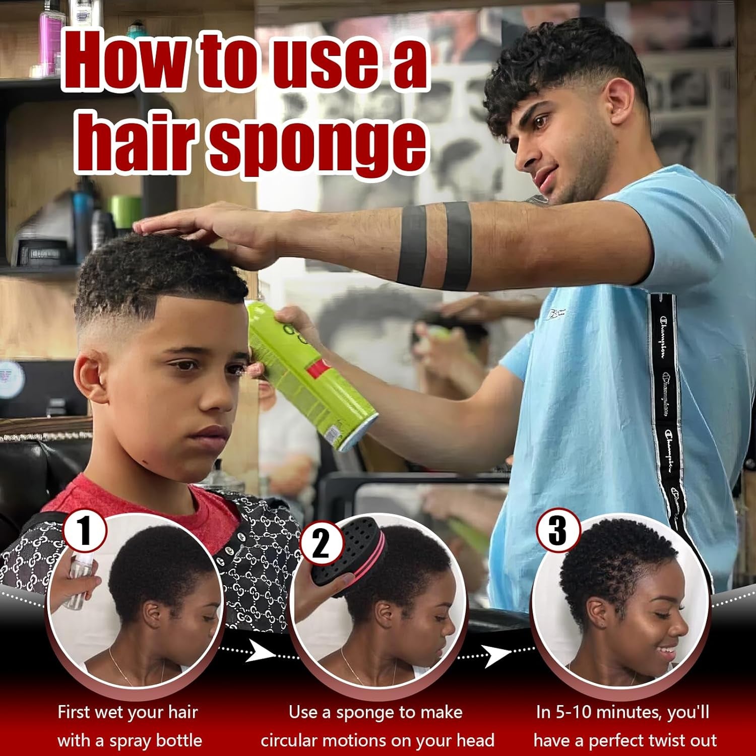 Hair Sponge Brushes, Curls Hair Sponges, Hair Care Sponge Tool for Men, Women Twists, Dreads, Curls (Big & Small Hole)